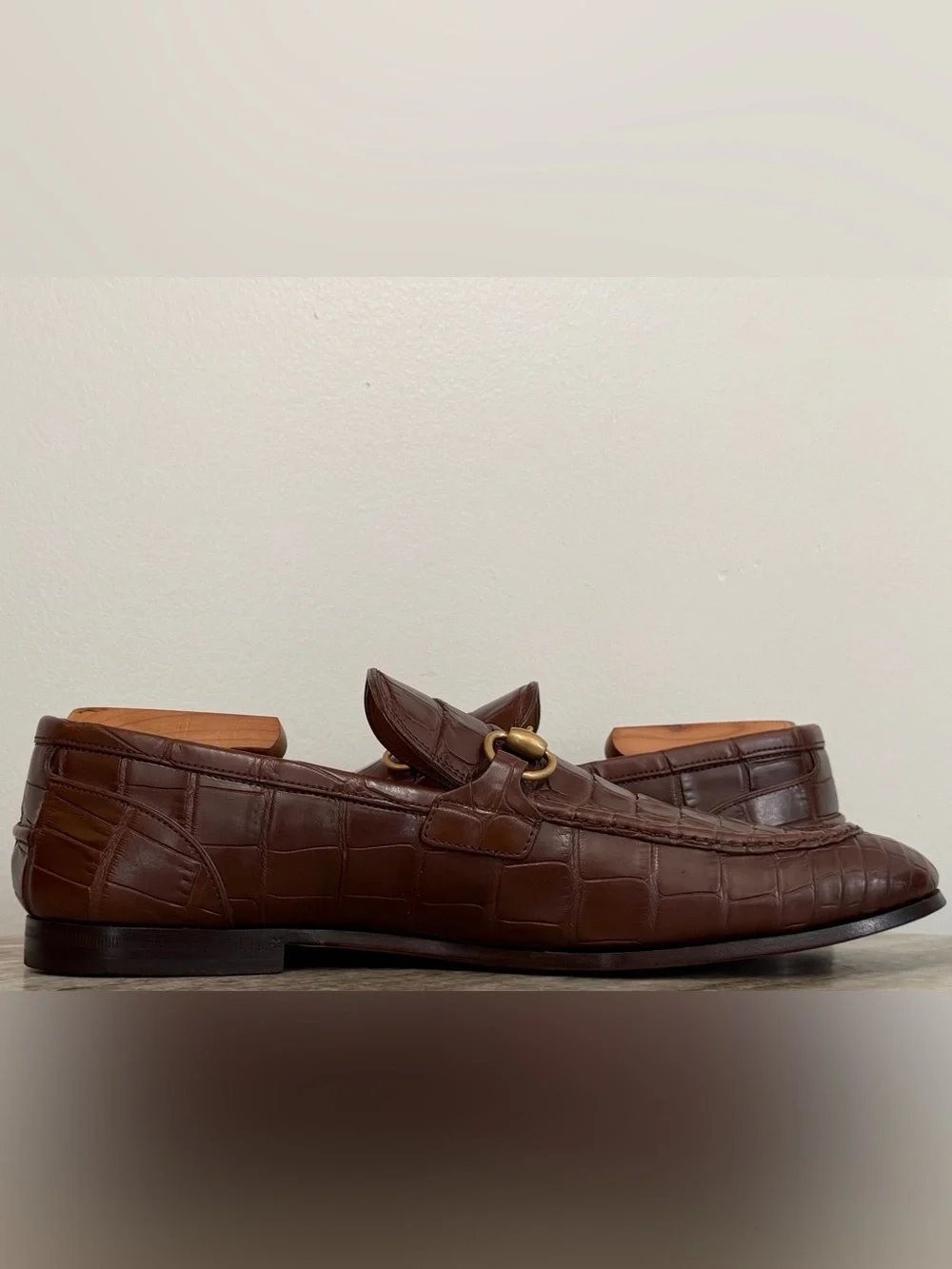GUCCI JORDAAN CROCODILE LOAFERS BROWN HORSEBIT 1953 9 /  9.5 US  $4500 ALLIGATOR